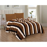 Queen size flannel striped printed single-layer blanket