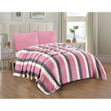 Queen size flannel striped printed single-layer blanket