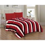 Queen size flannel striped printed single-layer blanket